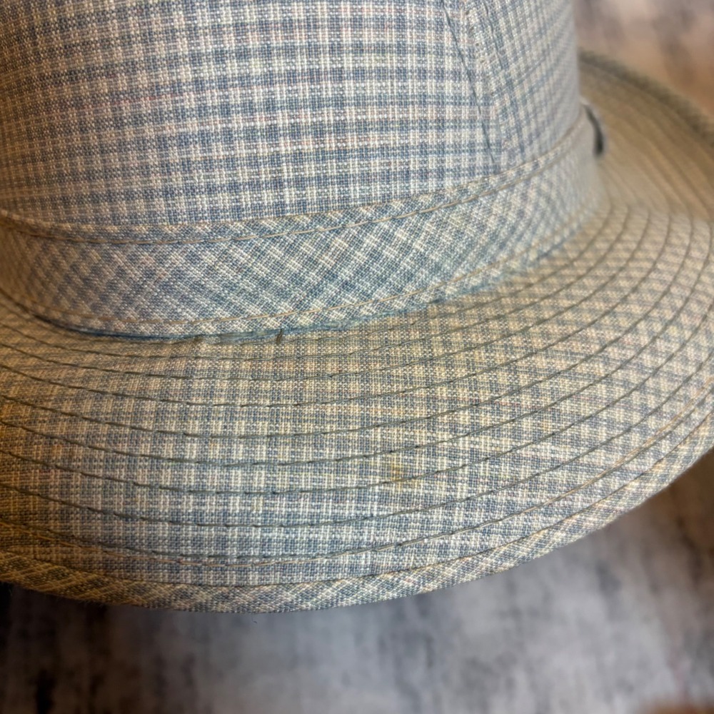 Vintage Beaver Hats Gray White Check Fedora Trilby Made in USA Mens Large - Picture 8 of 8